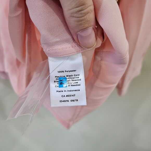 Talbots Women's Chiffon Popover Top Petite 2XP Pink Long Sleeves Neutral Office - Picture 8 of 13